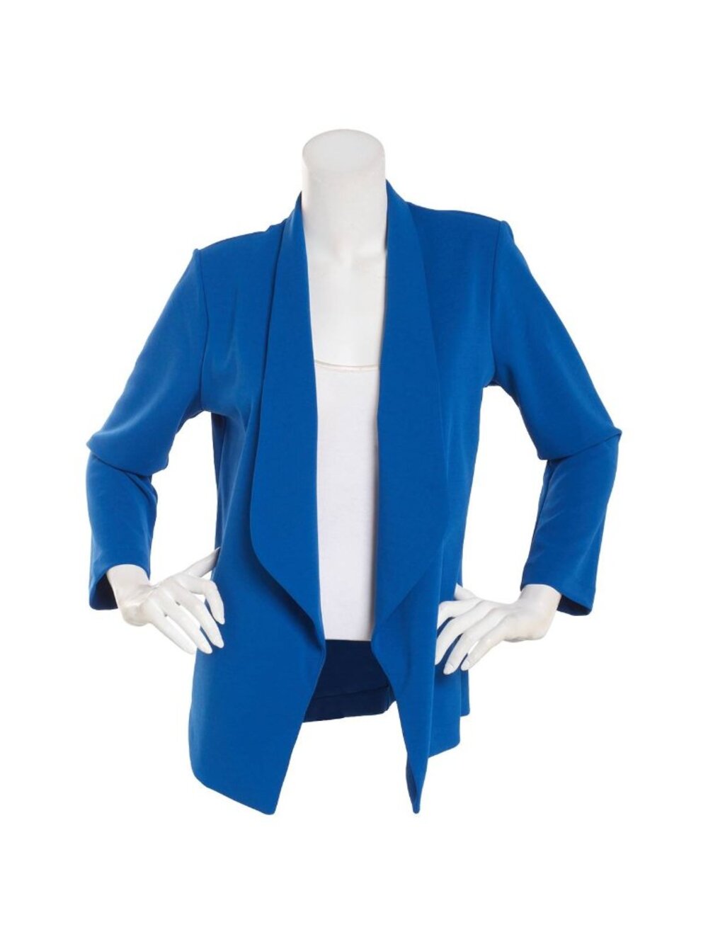 NY Collection Womens Petite 3/4 Sleeve Ponte Jacket Navy Blue Size PL NWT